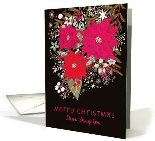 Dear Daughter, Merry Christmas, Poinsettias, Floral card (1441376)