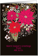 Customizable, Business Christmas Card, Poinsettias, Berries, card