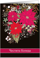 Merry Christmas in Bulgarian, Poinsettias card
