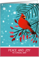 Peace and Joy, To my special Aunt, Cardinal, Fir, Berries card