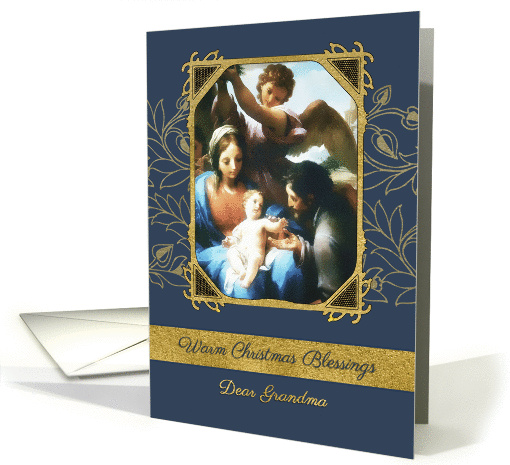 Dear Grandma, Christmas Blessings, Nativity, Gold Effect card