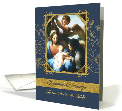 Pastor and his Wife, Christmas Blessings, Nativity,Gold Effect card