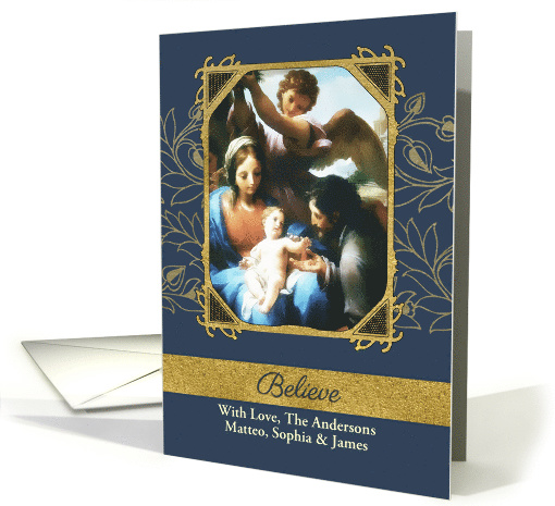 Customizable, Believe, Christmas, Nativity,Gold Effect card (1448422)