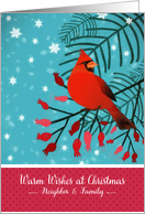 For Neighbor and Family, Warm Christmas Wishes, Red Cardinal card