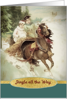 Jingle all the Way, Sleigh, Horse, Christmas Wishes card