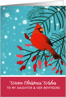 Daughter and her Boyfriend, Warm Christmas Wishes, Cardinal, Berries card