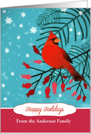 Customizable, Happy Holidays, Cardinal, Berries, Fir Branches, card