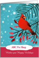 Business Christmas Card, Customizable, Cardinal, Berries, Snowflakes card
