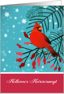Merry Christmas in Hungarian, Kellemes Karcsonyt, Cardinal Bird card