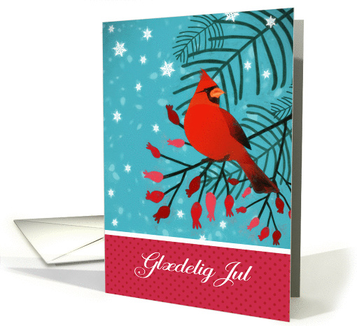 Merry Christmas in Danish, Glaedelig Jul, Cardinal Bird card (1451100)