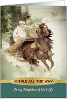 Neighbor and his Wife, Jingle all the Way, Christmas, Gold Effect card