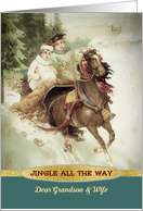 Grandson and his Wife, Jingle all the Way, Christmas, Gold Effect card