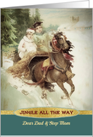 Dad and Step Mom, Jingle all the Way, Christmas, Gold Effect card