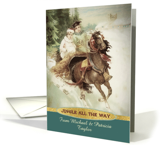 Customizable, Jingle all the Way, Christmas, Gold Effect card