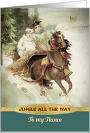 To my Fiance, Jingle all the Way, Christmas, Gold Effect card