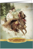 Happy Anniversary on Christmas Day, Vintage, Gold Effect card