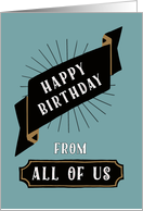 Happy Birthday, From All of Us, Corporate, Teal card