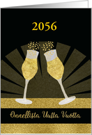 Year Customizable, Happy New Year in Finnish, Champage card