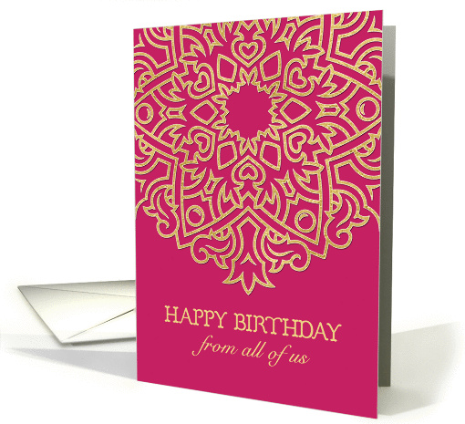 Happy Birthday from all of us, Corporate Card, Gold Effect, Red card