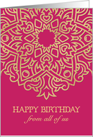 Happy Birthday from all of us, Corporate Card, Gold Effect, Red card