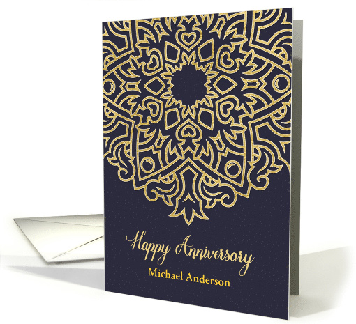 Happy Employee Anniversary, Customizable, Gold Effect, Dark Grey card