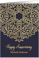Happy Employee Anniversary, Customizable, Gold Effect, Dark Grey card