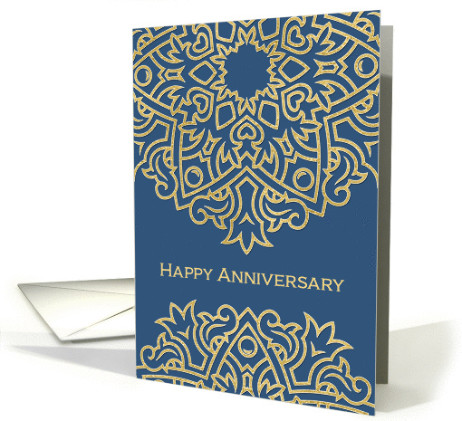 Happy Employee Anniversary, Gold Effect, Blue card (1458414)