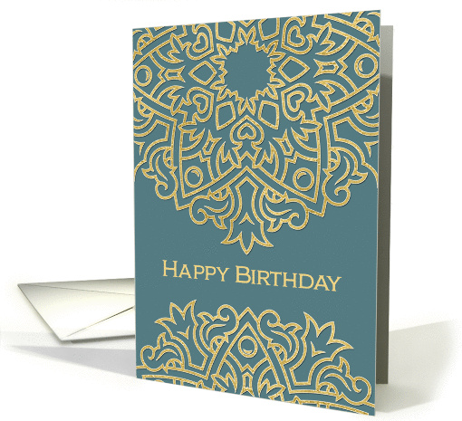 Happy Birthday Employee, Corporate Card, Gold Effect, Teal/Blue card