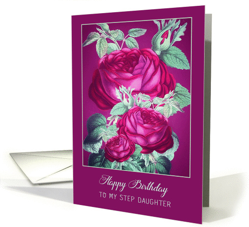 Birthday Blessings to my Step Daughter, Purple/Red Roses card