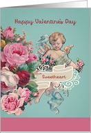 Happy Valentine’s Day,Sweetheart, Vintage Cherub, Roses card
