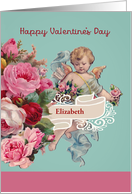 Customizable, Happy Valentine’s Day, Vintage Cherub, Roses card