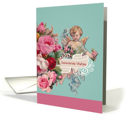 Happy Valentine's Day, Vintage Cherub, Roses card (1463414)