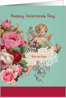 Son-in-Law, Happy Valentine’s Day, Vintage Cherub and Roses card