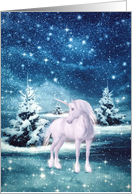 Blank Note Card, Unicorn, Winter Landscape card