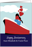 Customize, Happy Wedding Anniversary, Cruise Ship, Hearts card