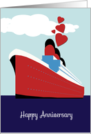 Happy Wedding Anniversary, Cruise Ship, Hearts card