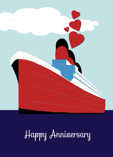 Happy Wedding Anniversary, Cruise Ship, Hearts