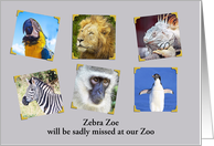 Animal Customizable, Sympathy Loss of Animal Zoo card