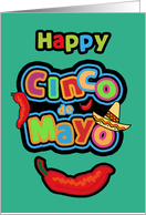 Happy Cinco de Mayo, Chili Pepper, Sombrero card