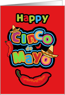 Happy Cinco de Mayo, Chili Pepper, Sombrero card