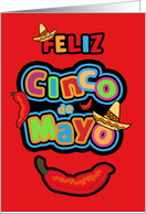 Feliz Cinco de Mayo, Chili Pepper, Sombrero card