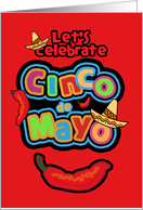 Let’s Celebrate, Invitation, Cinco de Mayo, Chili Pepper, Sombrero card