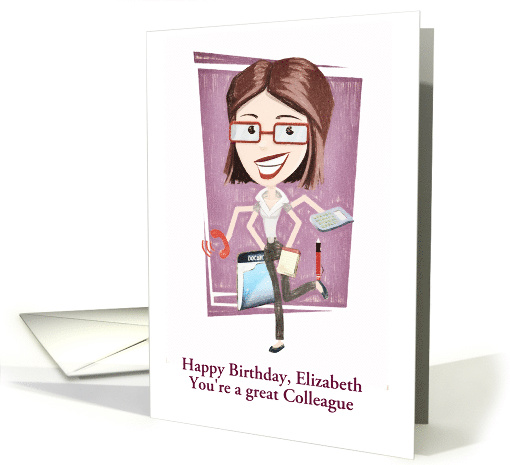 Customizable, Happy Birthday to my Colleague, Female card (1468128)