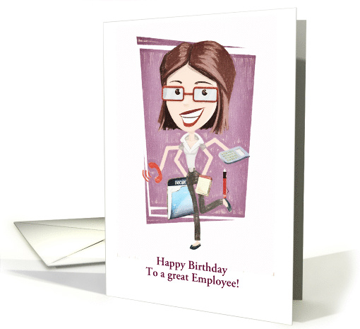Customizable, Happy Birthday, Female Employee card (1468138)
