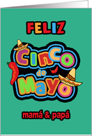 Feliz Cinco de Mayo, Padres, To my Parents, Happy Cinco de Mayo card