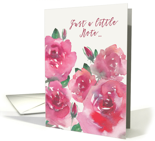 Thinking of You, Little Note, Watercolor Roses card (1468264)