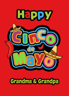 Happy Cinco de Mayo, Grandma and Grandpa, Chili Peppers, Sombrero