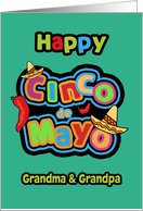 Happy Cinco de Mayo, Grandma and Grandpa, Chili Peppers, Sombrero card