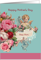 Step Mom, Happy Mother’s Day, Vintage Angel and Roses card