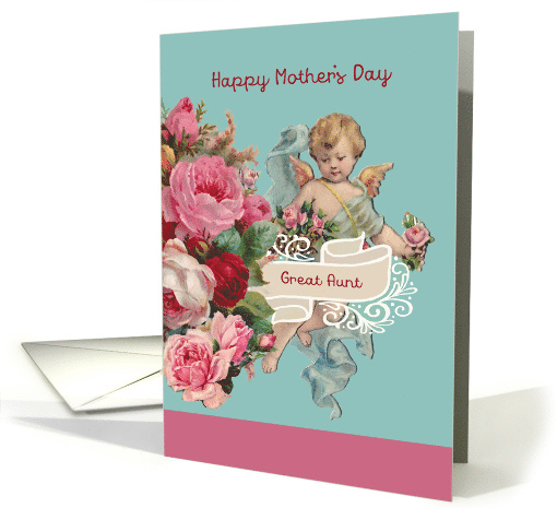Great Aunt, Happy Mother's Day, Vintage Angel and Roses card (1468614)